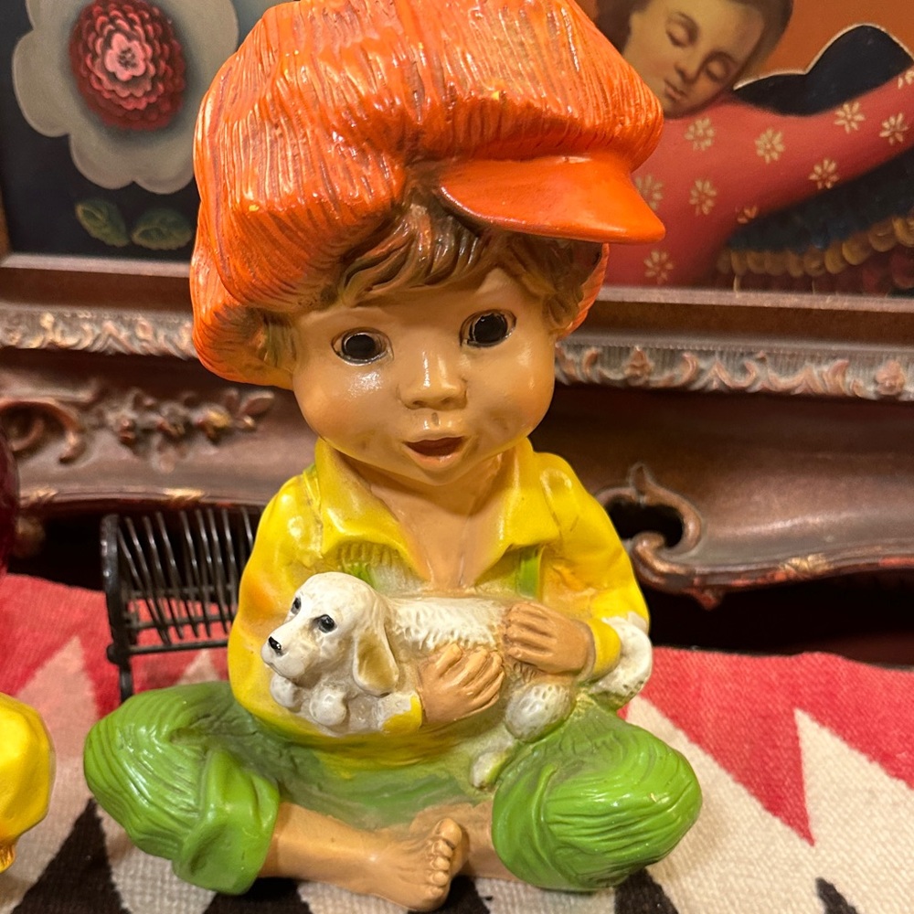 Charming Child Figurines with Pets - Picture 3 of 3